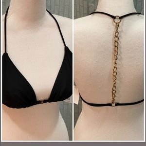 Trendy black and chain bathing suit top